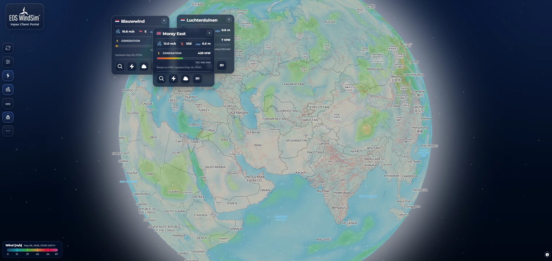 Live fleet map with weather overlay